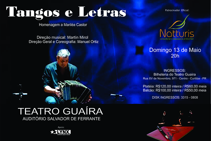 Noite de domingo com tango e letras no Guairinha - Divulgação