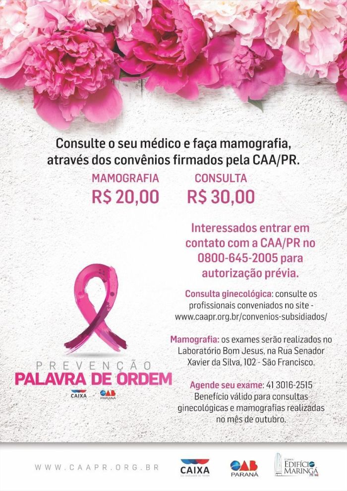 Campanha oferece consulta a R$ 30,00 e exame de mamografia por R$ 20,00 - Foto: Divulgação