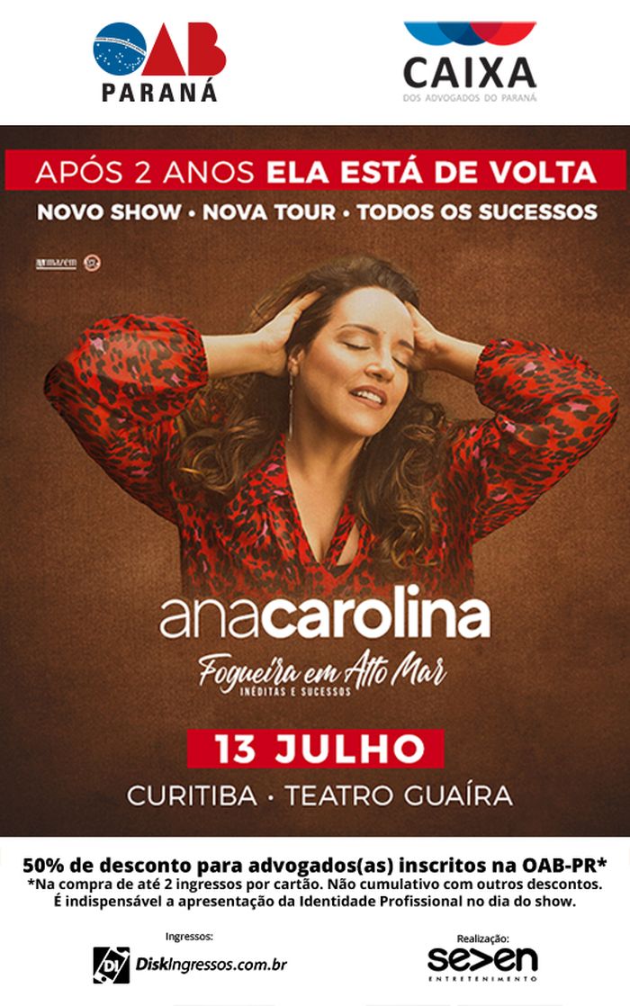 Após dois anos, a cantora Ana Carolina está de volta com nova turnê, dia 13 de julho, no Teatro Guaíra - Foto: Divulgação
