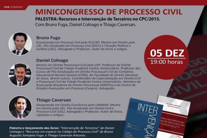 CAA apoia Minicongresso de Processo Civil que vai acontecer na OAB Londrina