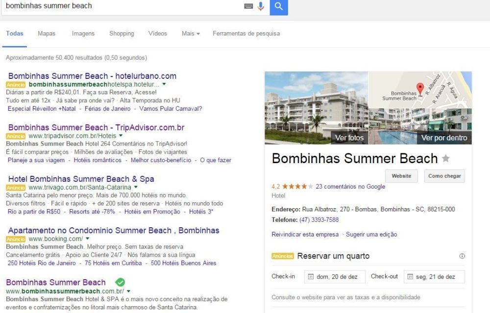 Buscador traz opção “Ver por dentro” para navegar por diversas áreas do hotel