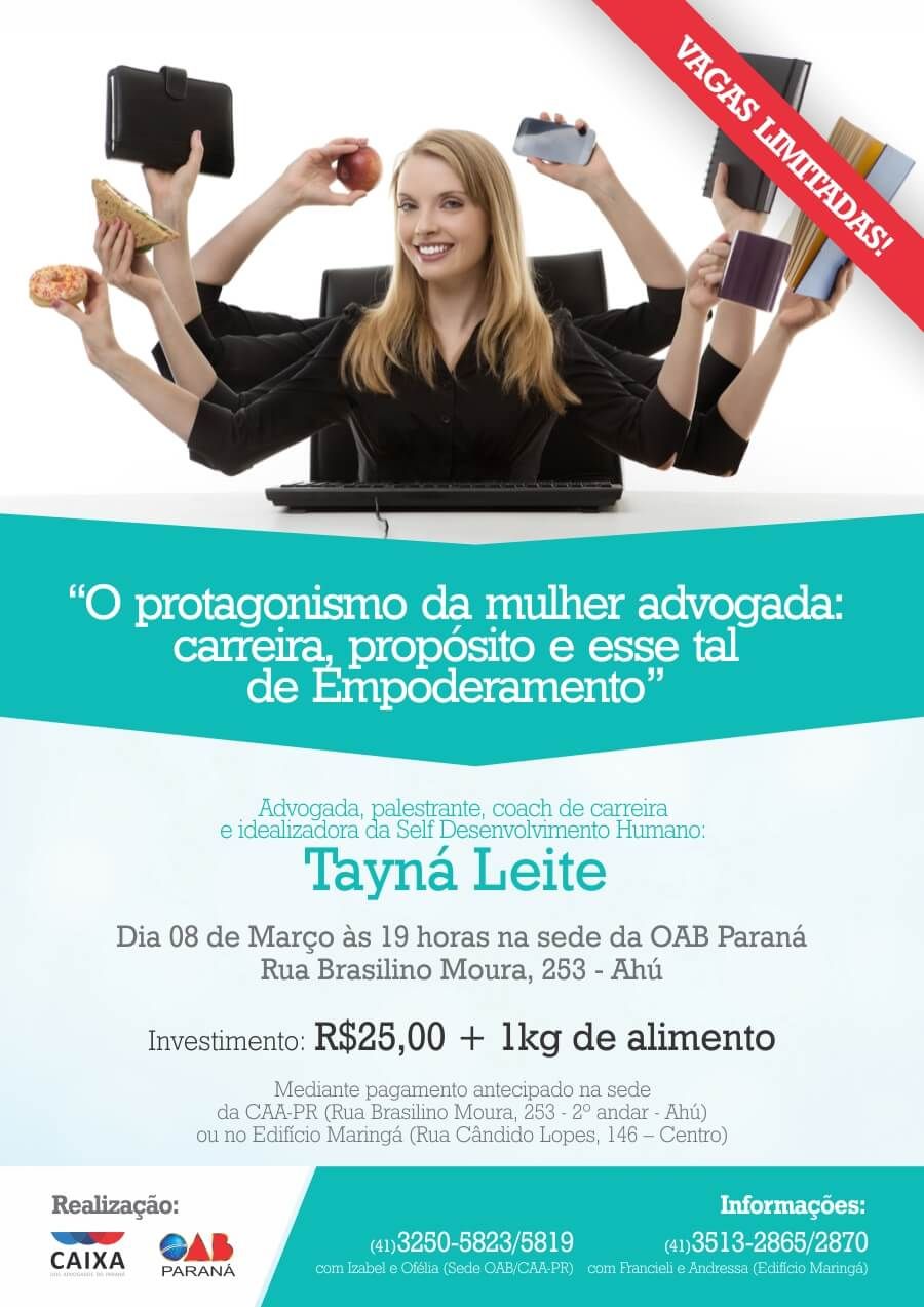 Evento está marcado para o dia 8 de março, a partir das 19 horas, na sede da OAB 