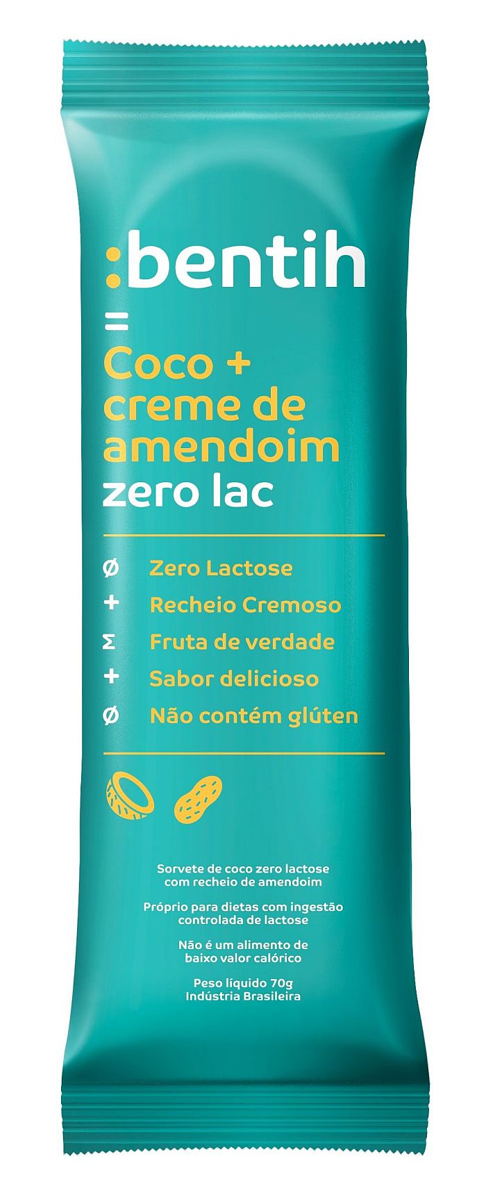 :bentih - sabor Coco + creme amendoim zero lactose (Foto: Divulgação) :bentih - sabor Coco + creme amendoim zero lactose (Foto: Divulgação)