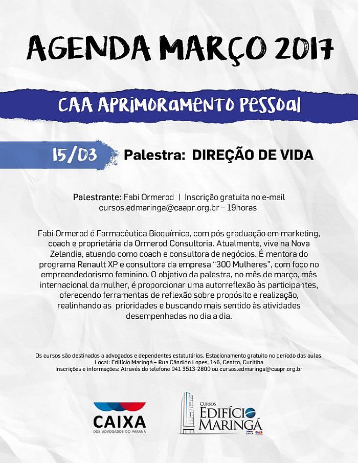 Palestra para advogadas na próxima quarta-feira (15), com inscrições gratuitas Palestra para advogadas na próxima quarta-feira (15), com inscrições gratuitas