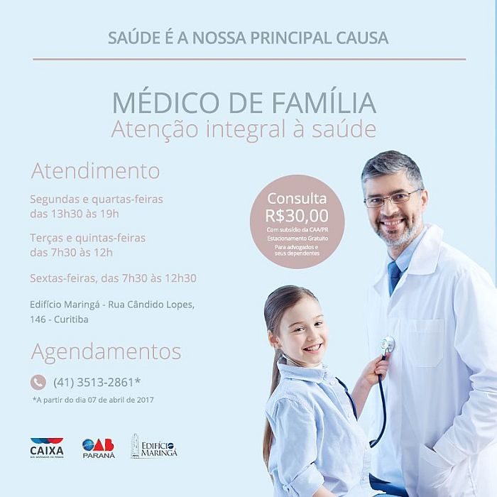 Agendamento de consultas pelo telefone (41) 3513-2861 (Divulgação)