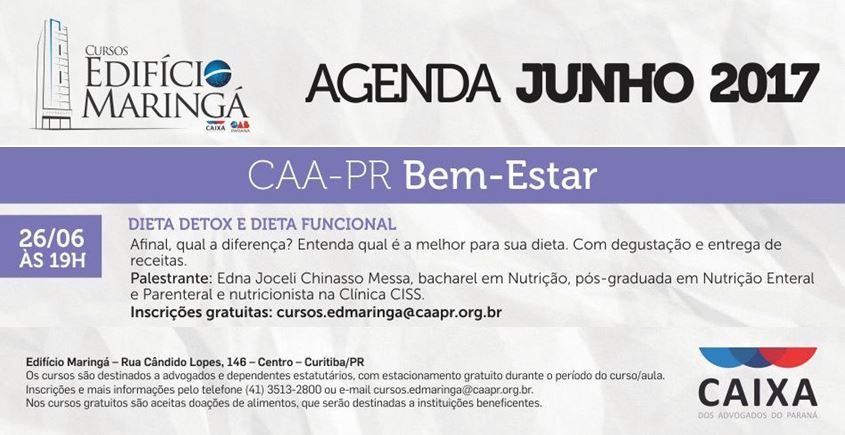 Palestra com a nutricionista Edna Joceli Chinasso Messa será no Edifício Maringá