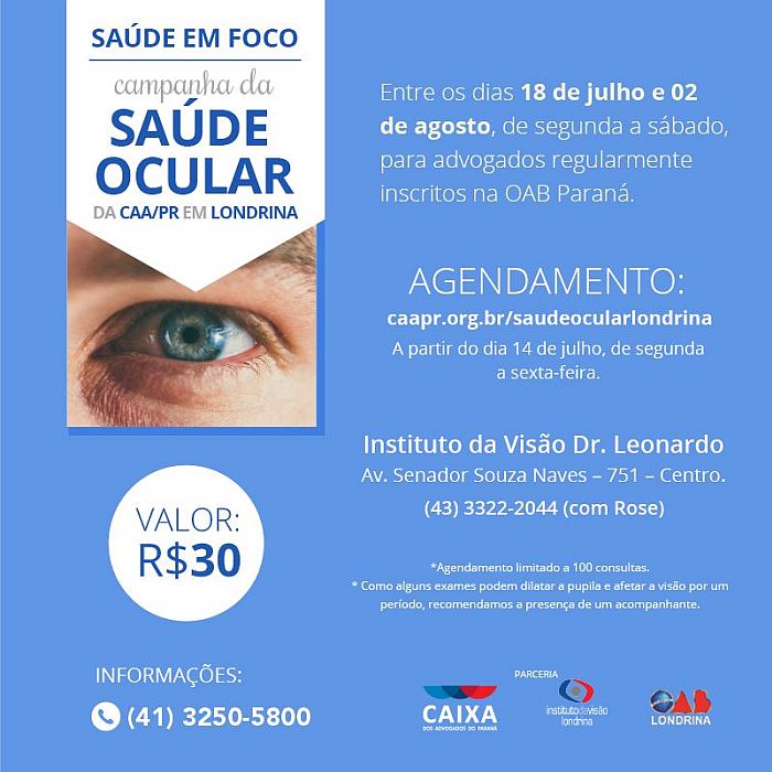 Ação integra projeto Saúde em Foco da CAA-PR (Divulgação) Ação integra projeto Saúde em Foco da CAA-PR (Divulgação)