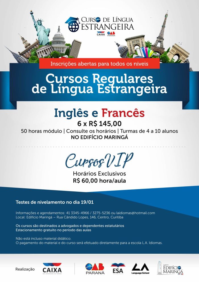 Cursos de inglês e francês acontecem no Edifício Maringá, no centro de Curitiba - Foto: Divulgação