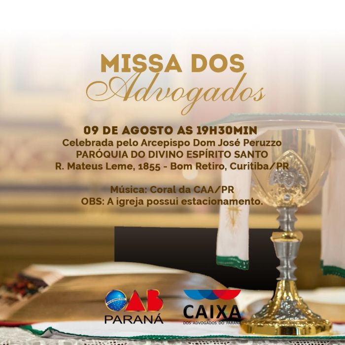 Missa vai acontecer na quinta-feira, dia 9 de agosto - Foto: Divulgação