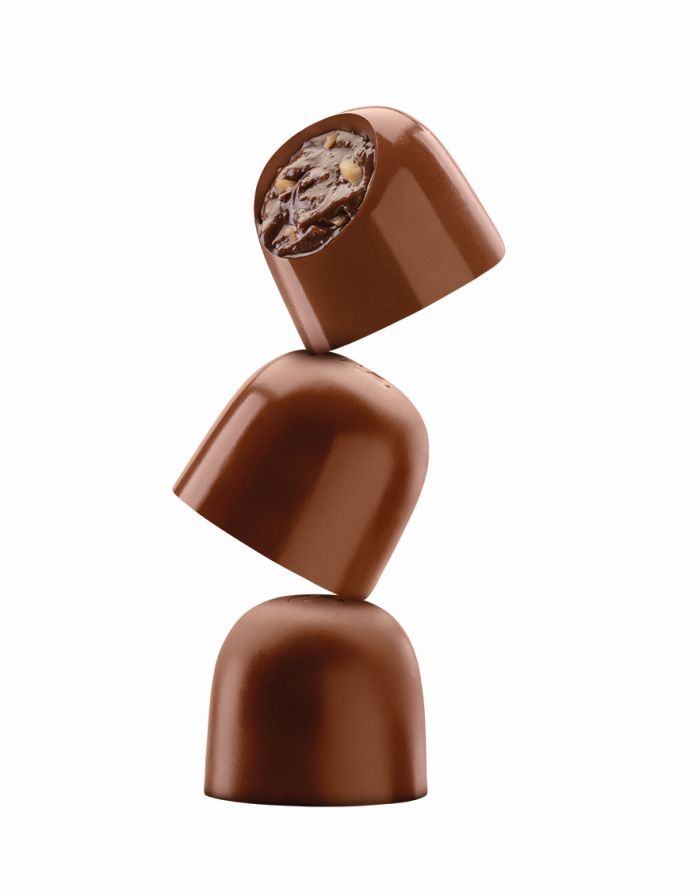 Bombons de chocolate ao leite com recheio cremoso de avelã - Foto: Divulgação Bombons de chocolate ao leite com recheio cremoso de avelã - Foto: Divulgação