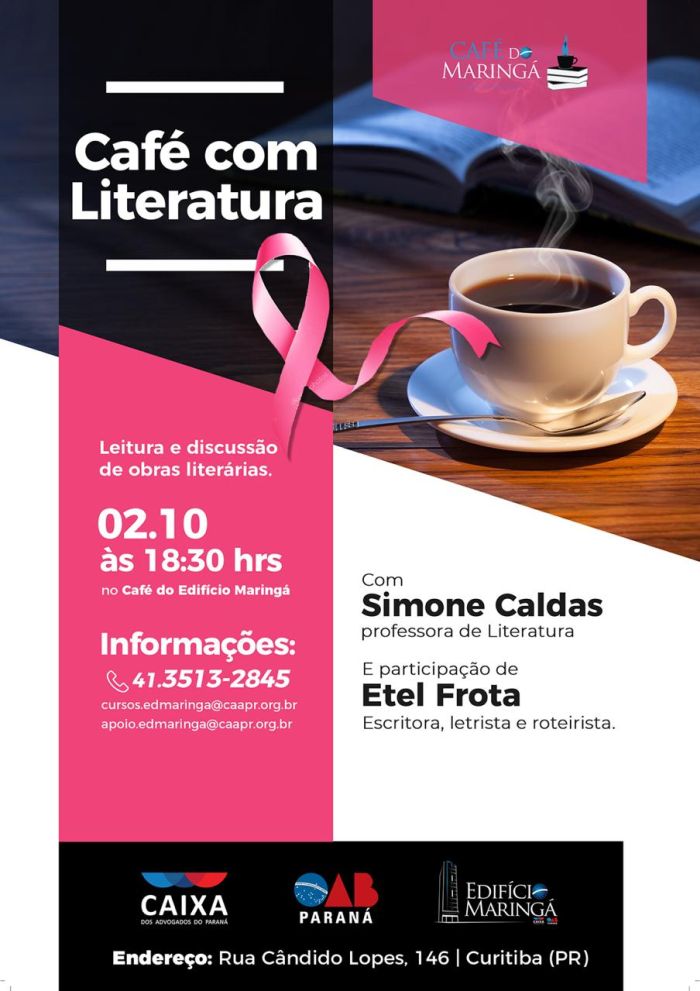 Café com Literatura será realizado no dia 2 de outubro, quarta-feira - Foto: Divulgação Café com Literatura será realizado no dia 2 de outubro, quarta-feira - Foto: Divulgação
