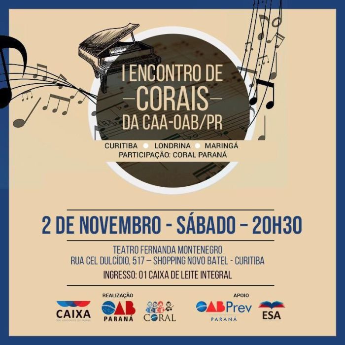 Teatro Fernanda Montenegro recebe I Encontro de Corais da CAA e OAB Paraná - Foto: Divulgação