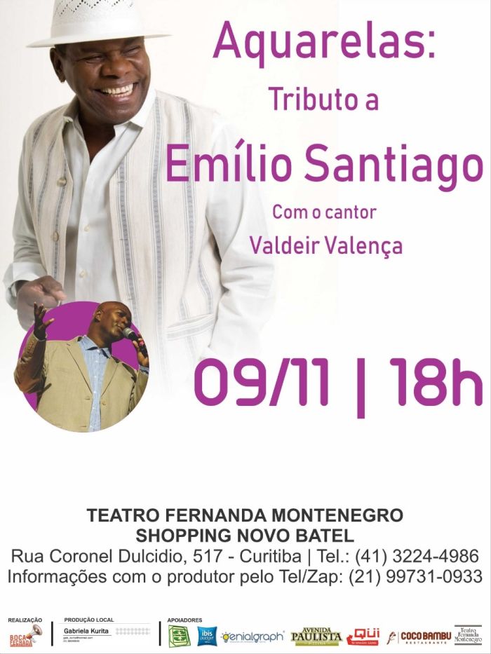 Tributo ao cantor Emílio Santiago acontece no sábado dia 09, às 18h - Foto: Divulgação Tributo ao cantor Emílio Santiago acontece no sábado dia 09, às 18h - Foto: Divulgação