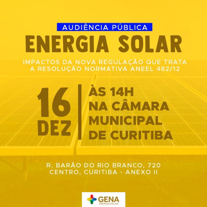 GENA Energia Solar e autoridades convocam para audiência pública no dia 16/12 - Foto: Divulgação GENA Energia Solar e autoridades convocam para audiência pública no dia 16/12 - Foto: Divulgação