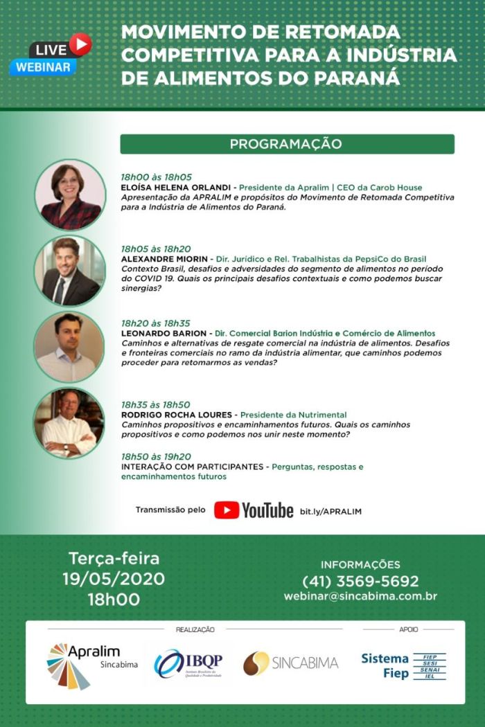 Webinar será transmitido ao vivo pelo YouTube nesta terça-feira, 19 de maio - Foto: Divulgação Webinar será transmitido ao vivo pelo YouTube nesta terça-feira, 19 de maio - Foto: Divulgação
