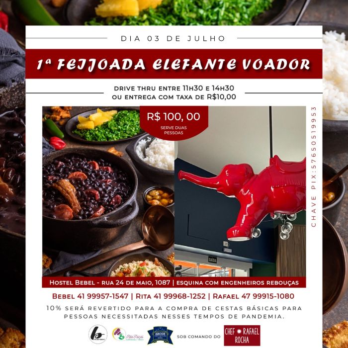 1º Feijoada light Beneficente Elefante Voador - Drive Thru - Foto: Leticia Rochael 1º Feijoada light Beneficente Elefante Voador - Drive Thru - Foto: Leticia Rochael1º Feijoada light Beneficente Elefante Voador - Drive Thru - Foto: Leticia Rochael