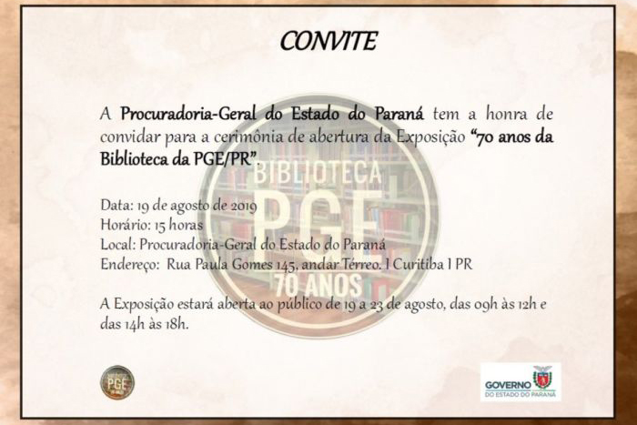 Biblioteca da PGE-PR completa 70 anos e abre exposição para comemorar a data