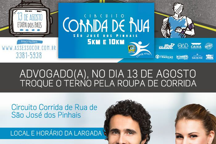 Corrida de rua em São José dos Pinhais terá categoria exclusiva para advogados