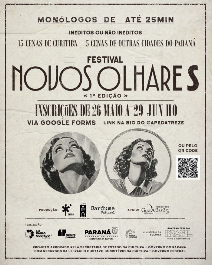 Festival abre inscrições para a seleção de monólogos de todo o Estado do Paraná 